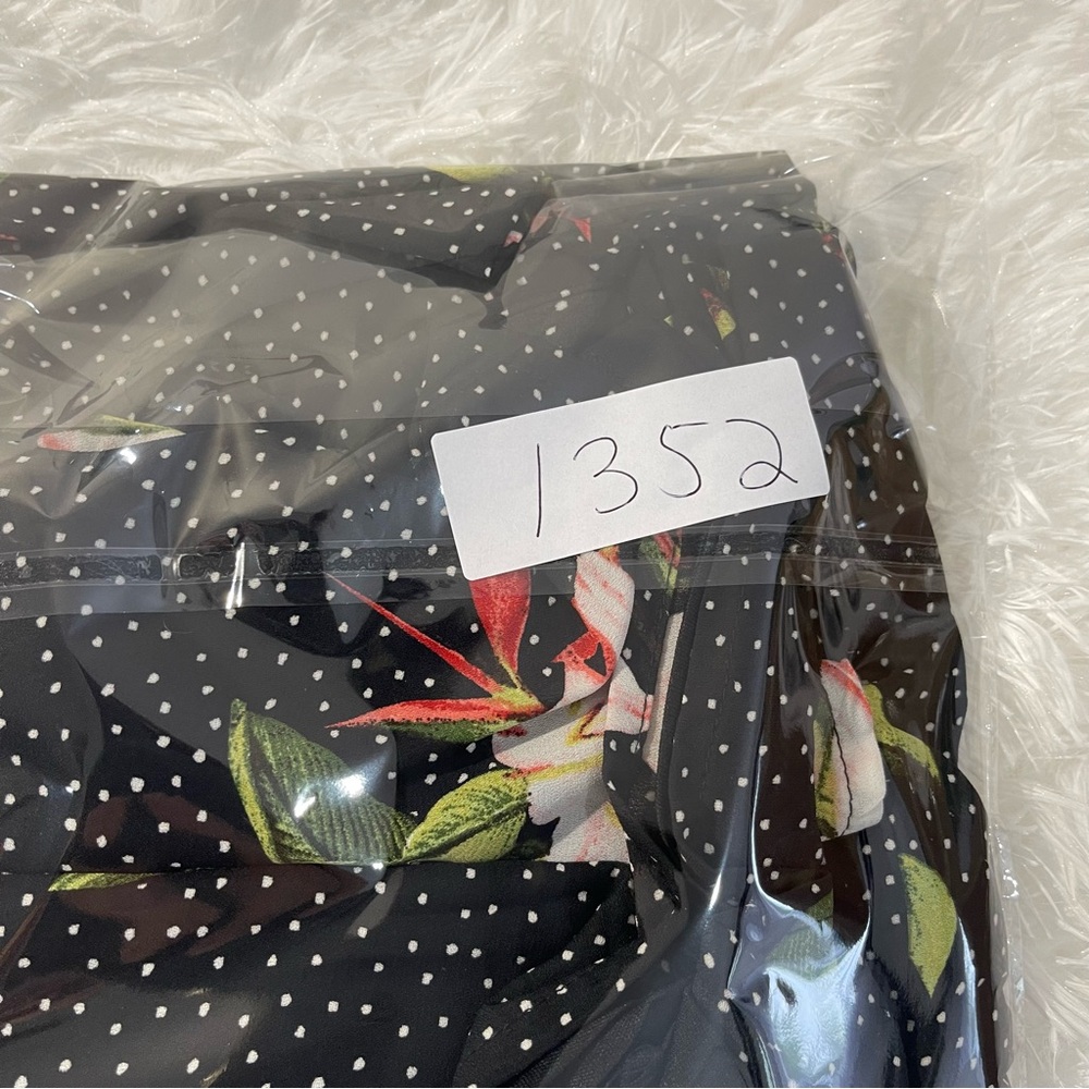 Lulus Dress Womens XL Black Polka Dot Floral Tropical Print Short Sleeve - Picture 7 of 7